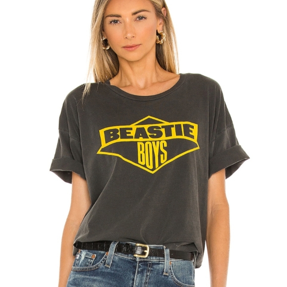 Daydreamer Tops - Daydreamer Beastie Boys Logo Merch Tee in Pigment Black